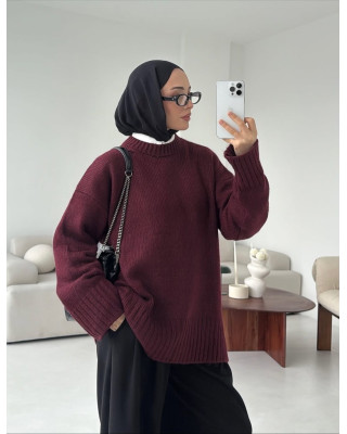 بلوزة شتوية سادة - خمري بلوزة شتوية سادة - خمري