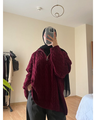 بلوزة زارا بسحاب - خمري بلوزة زارا بسحاب - خمري