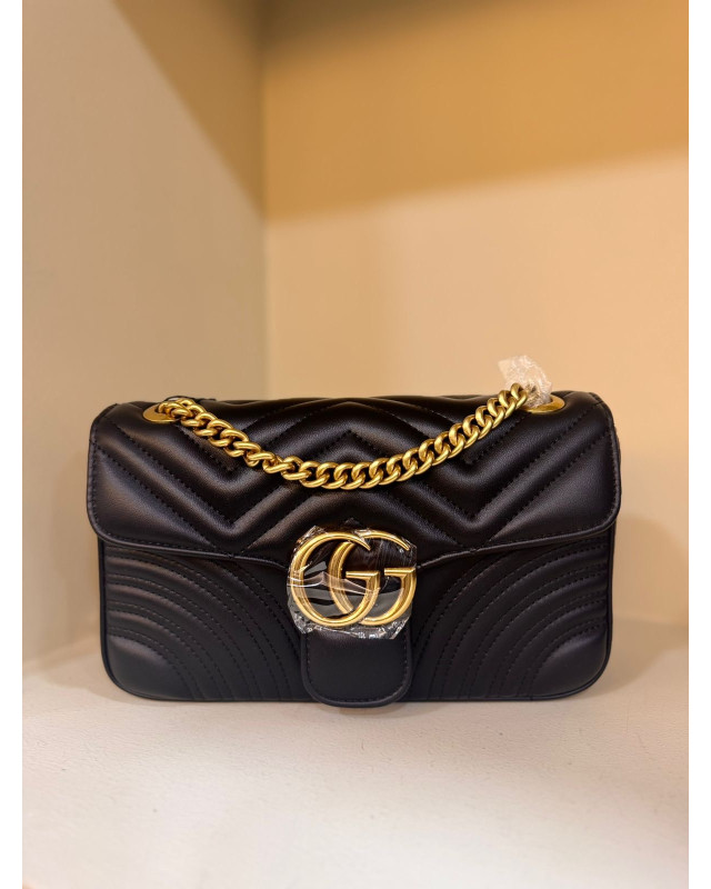 Gucci Mini GG Marmont Shoulder Bag - اسود Gucci Mini GG Marmont Shoulder Bag - اسود