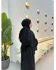 جاكيت جوخ مبطن باكمام وقبة فرو اسود