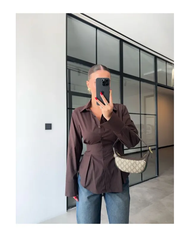 قميص مخصر - بني