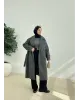 جاكيت جوخ مبطن مع حزام - سكني غامق جاكيت جوخ مبطن مع حزام - سكني غامق
