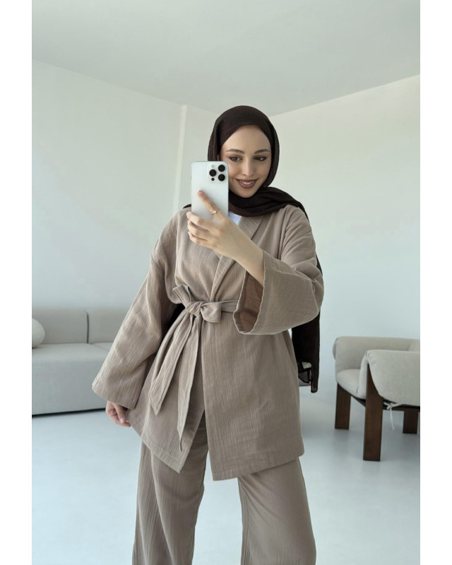 طقم جاكيت و بنطلون - بيج 