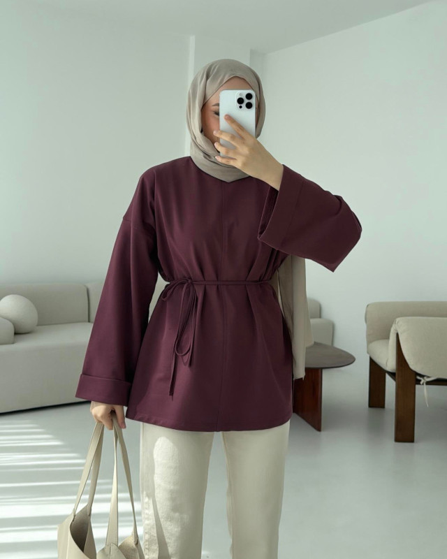 بلوزة خريفية مع حزام - توتي بلوزة خريفية مع حزام - توتي
