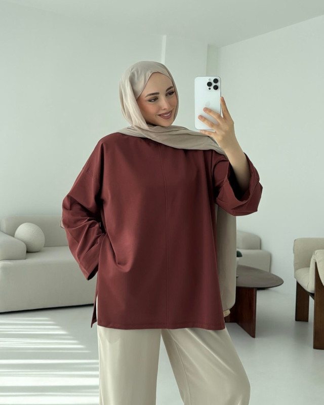 بلوزة خريفية مع حزام - كرميدي بلوزة خريفية مع حزام - كرميدي