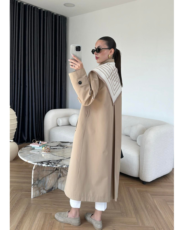 ترانشكوت مبطن مع سكارف - بيج