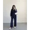 طقم جاكيت و بنطلون مع حزام - كحلي