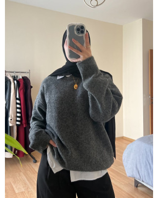 بلوزة صوف ناعم شتوية -سكني غامق بلوزة صوف ناعم شتوية -سكني غامق