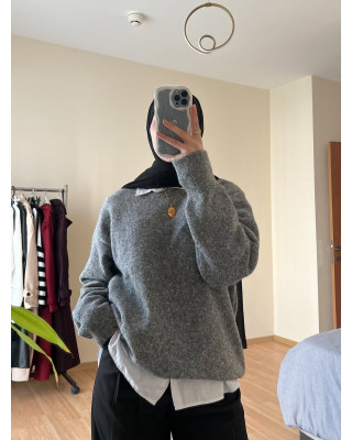 بلوزة صوف ناعم شتوية -سكني فاتح بلوزة صوف ناعم شتوية -سكني فاتح