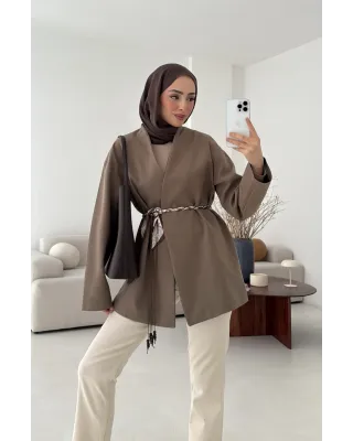 بليزر مبطن مع حزام - كاكي بليزر مبطن مع حزام - كاكي