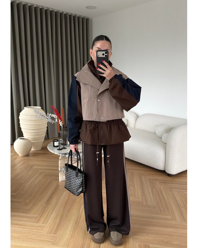 Color Block Design Set beige brown 