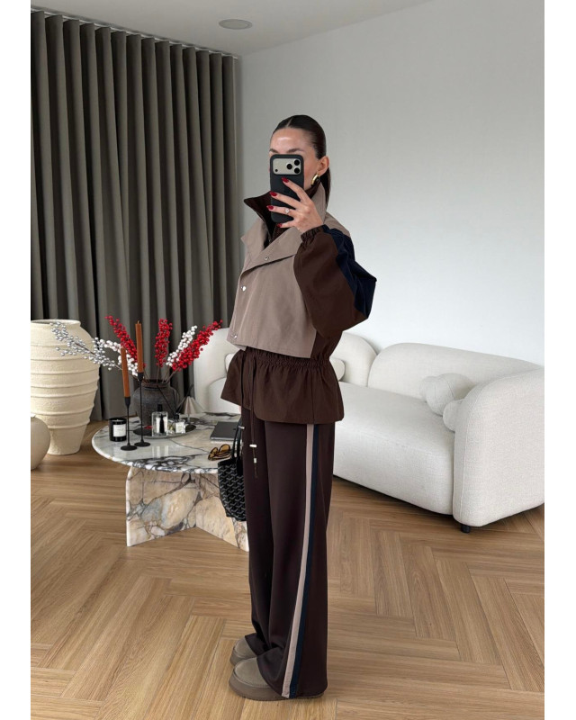 Color Block Design Set beige brown 
