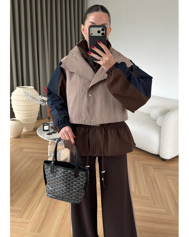 Color Block Design Set beige brown 