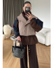 Color Block Design Set beige brown 