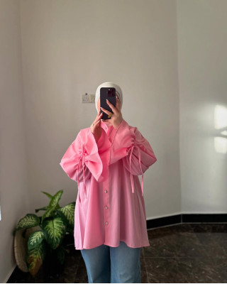 قميص زهري بكسرات على الظهر قميص زهري بكسرات على الظهر