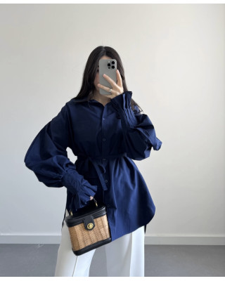 قميص كحلي مع حزام قميص كحلي مع حزام