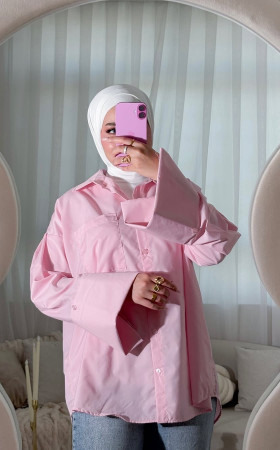 قميص اوڤر سايز زهري باكمام واسعة