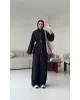 سوت تونك مخصّر بسحاب وبنطلون مع حزام - كحلي