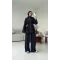 سوت تونك مخصّر بسحاب وبنطلون مع حزام - كحلي