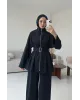 سوت تونك مخصّر بسحاب وبنطلون مع حزام - كحلي