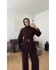 طقم تركي قطعتين بموديل حزامين عالخصر - توتي غامق طقم تركي قطعتين بموديل حزامين عالخصر - توتي غامق