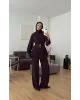 طقم تركي قطعتين بموديل حزامين عالخصر - توتي غامق طقم تركي قطعتين بموديل حزامين عالخصر - توتي غامق