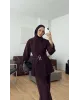 طقم تركي قطعتين بموديل حزامين عالخصر - توتي غامق طقم تركي قطعتين بموديل حزامين عالخصر - توتي غامق