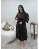 فستان بني سادة  مع حزام