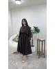 فستان بني سادة  مع حزام