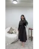فستان بني سادة  مع حزام