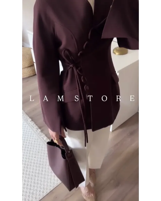 بليزر بيرغندي مخصّر - Burgundy corset blazer