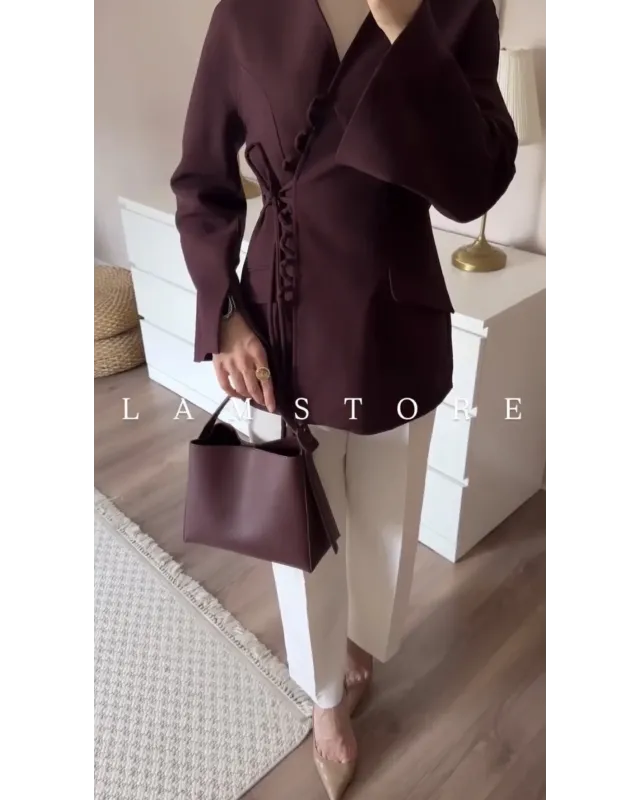 بليزر بيرغندي مخصّر - Burgundy corset blazer