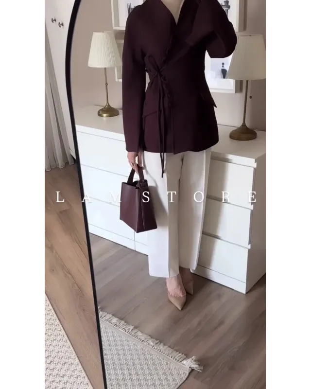 بليزر بيرغندي مخصّر - Burgundy corset blazer