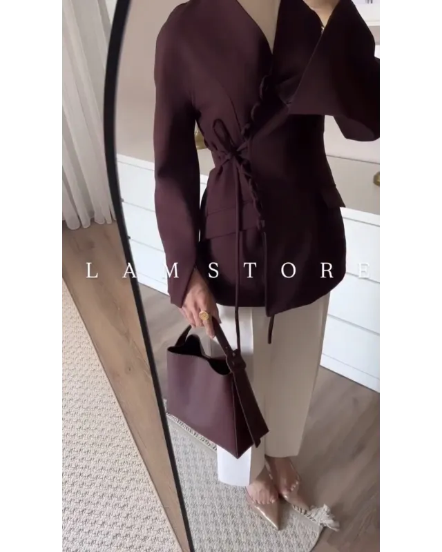 بليزر بيرغندي مخصّر - Burgundy corset blazer
