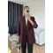 بليزر مبطن بأكمام مقلمة - بيرغندي