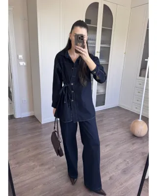 طقم جينز بربطة مميزة جانبية