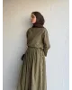 طقم تنورة وقميص - زيتي