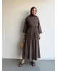 طقم تنورة وقميص - بني