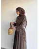 طقم تنورة وقميص - بني
