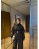 طقم بازرار ذهبية وحزام باكسسوار ذهبي - بني