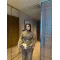 طقم بازرار ذهبية وحزام باكسسوار ذهبي - بيج كاكي