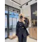 طقم بازرار ذهبية وحزام باكسسوار ذهبي - كحلي
