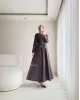طقم تنورة جينز وقميص مع حزام - بني