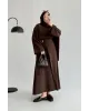 طقم قميص و تنورة بإكسسوار ذهبي جانبي - بني