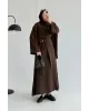 طقم قميص و تنورة بإكسسوار ذهبي جانبي - بني