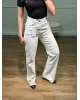 High-Waisted Wide-Leg White Jeans