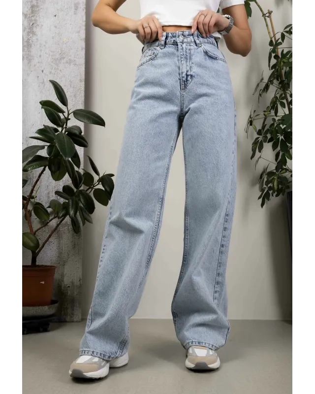 High-Waisted Ice Wash Jeans