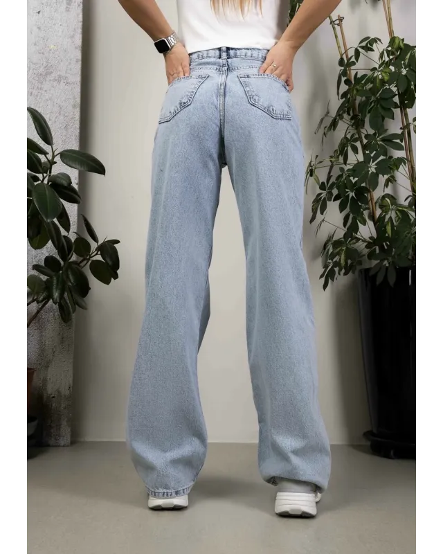 High-Waisted Ice Wash Jeans