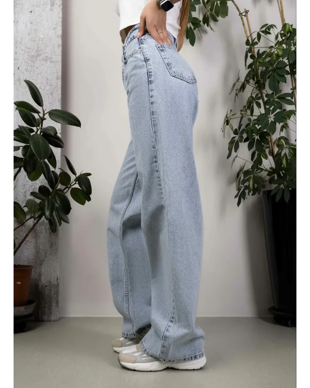 High-Waisted Ice Wash Jeans