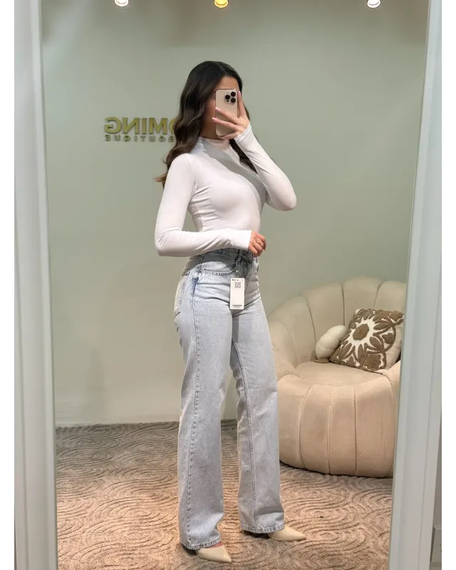 High-Waisted Ice Wash Jeans